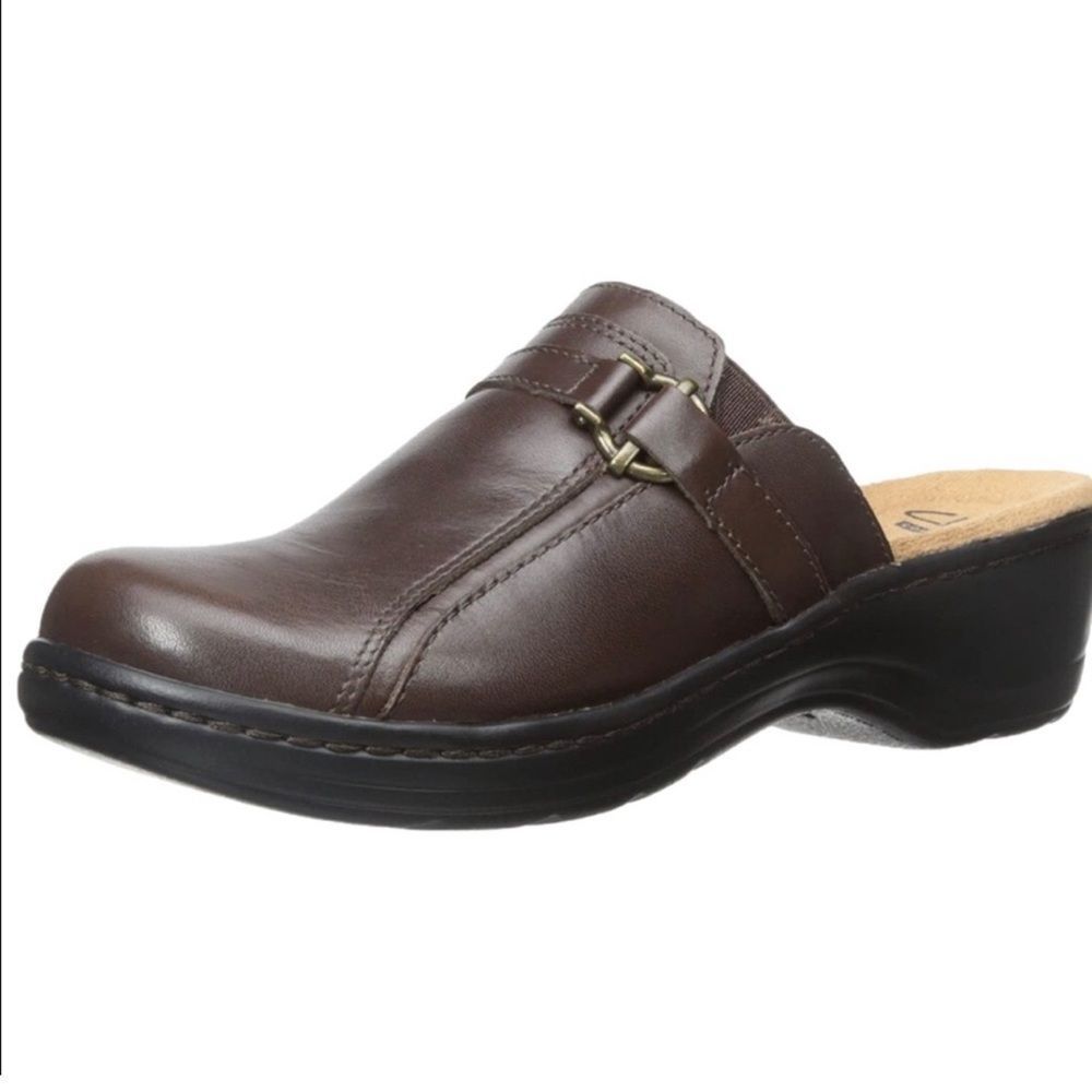 CLARKS Women's Hayla Marina Mule- Brown Leather Size 8.5 BIN 19